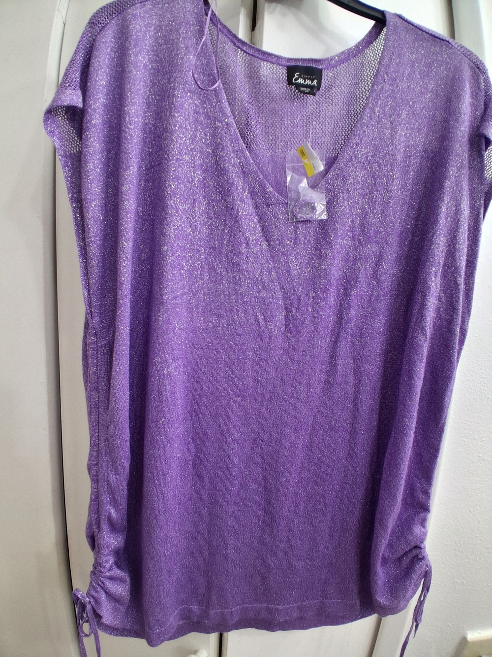 Simply Emma Shimmery Purple V-Neck Knit Top